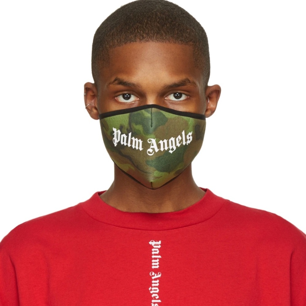 Brand New PALM ANGELS Green Camo Logo Mask BNIB